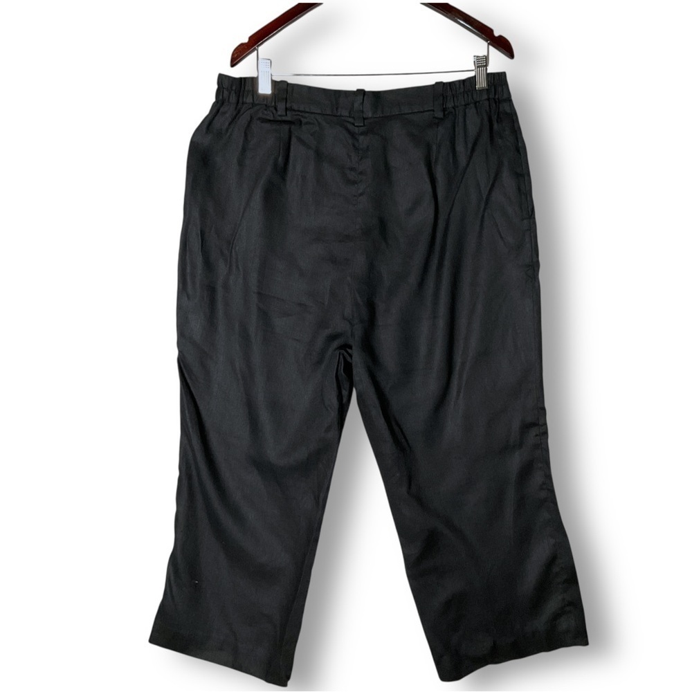 Lauren Ralph Lauren 100% Linen Crop Pants Sz 16 W Black Lined Coastal - Picture 5 of 9